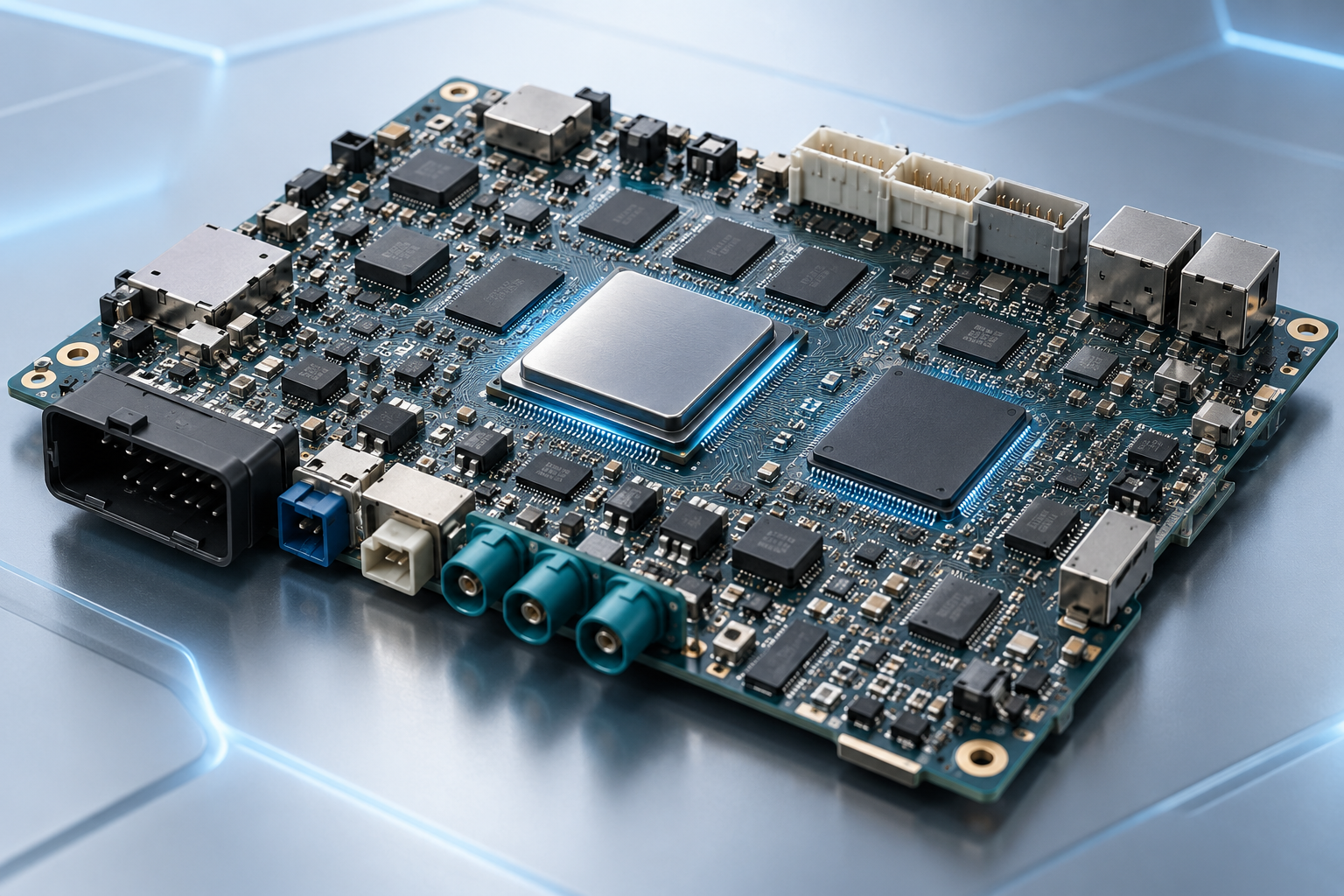 Automotive electronics circuit board for market-specific hardware configuration